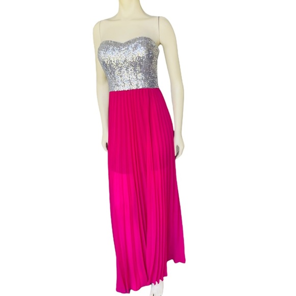 B. Darlin Pink & Silver Sequined Bodice Dress - Picture 1 of 9